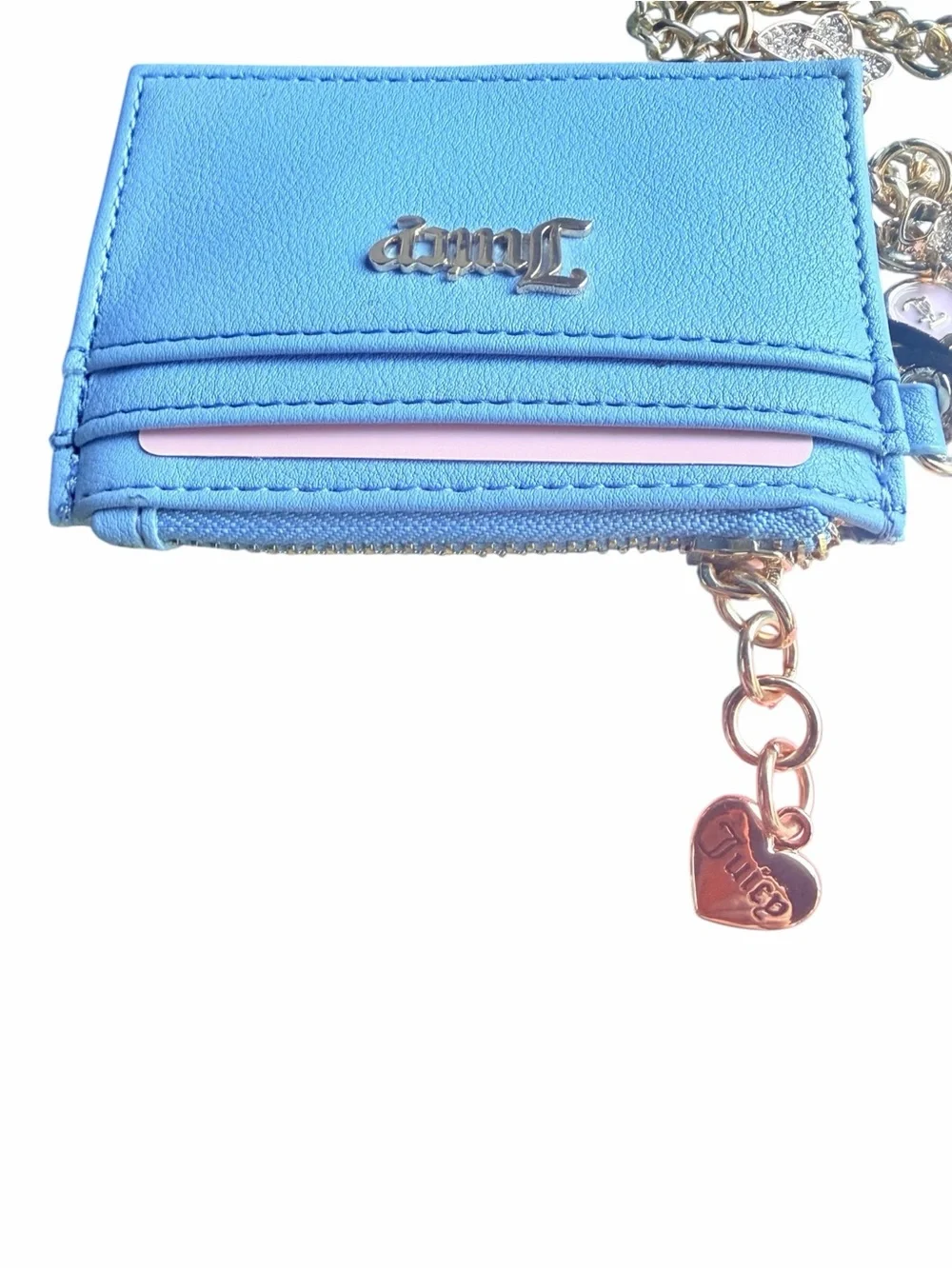 Juicy Couture Baby Blue Charm Card Case Wallet NWT Box